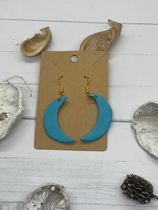 Blue clay moon earrings