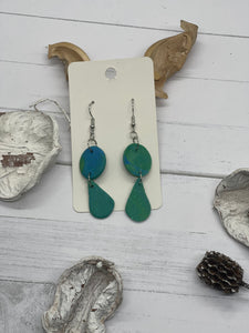 Blue and green clay earrings