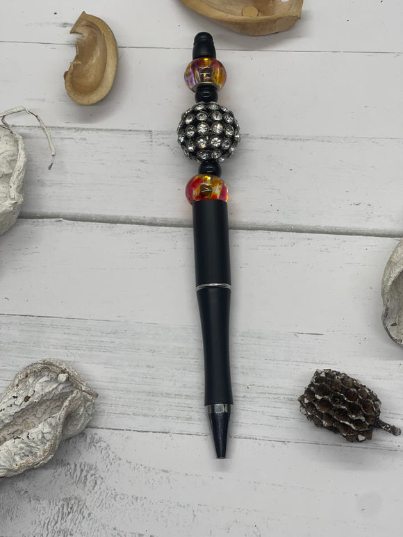 Black Sparkle Beaded Pen with Black Ink