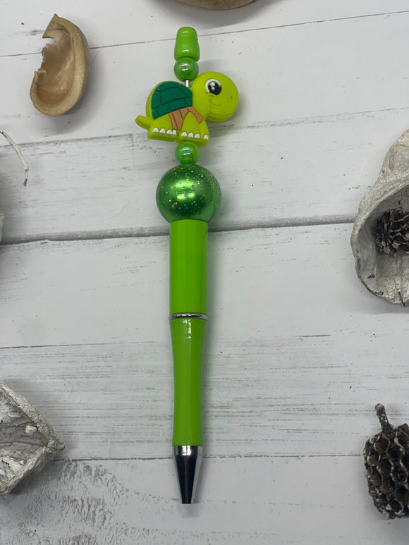 Green Turtle beaded pen