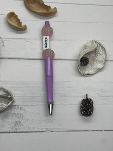 Purple beaded pen with Always Believe bead