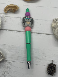 Pink and Purple Porcupine Beaded Pen