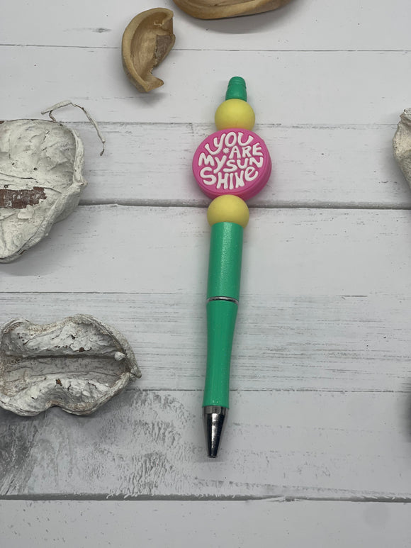 You Are My Sunshine Turquoise Beaded Pen