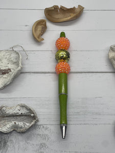 Orange yellow and green floral beaded pen