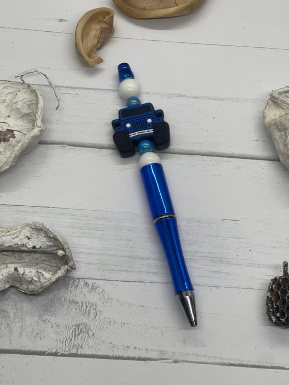 Blue Jeep blue beaded pen