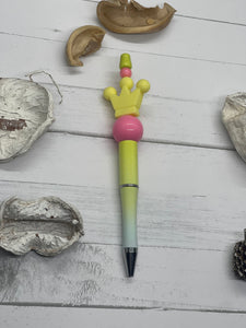 Crown Pink and Yellow Beaded pen