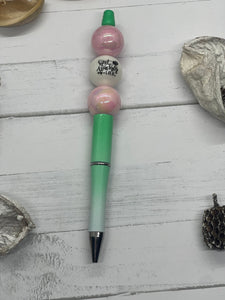 Best Teacher Ever Pink and Turquoise Beaded Pen