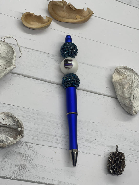 Blue Line LE blue beaded pen