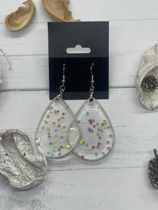 2 inch resin earrings with multicolored stars