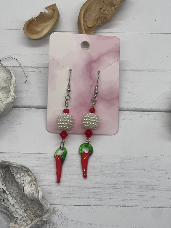 Red Pepper Beaded Earrings