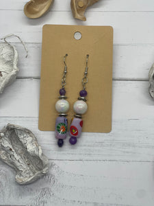 Purple beaded earrings