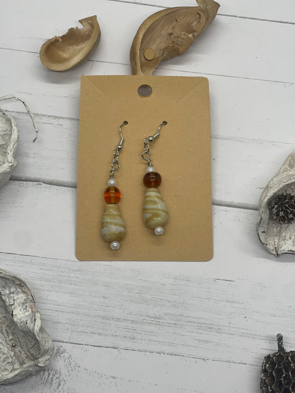 Tan and light brown beaded earrings