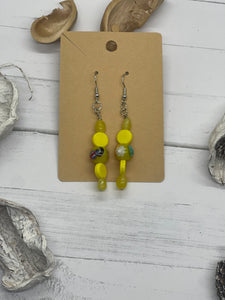 Yellow beaded earrings