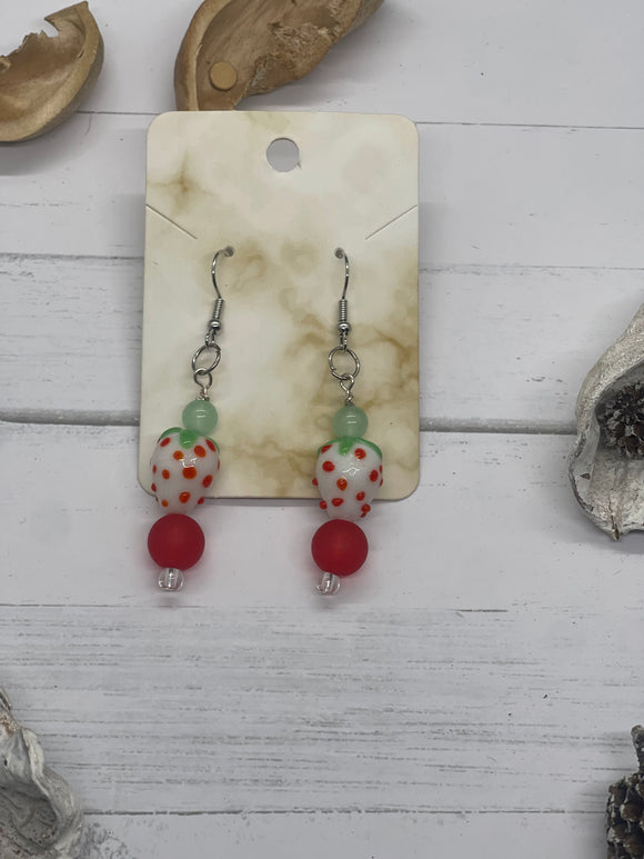 Beaded strawberry earrings