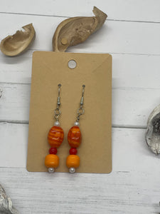 Orange beaded earrings