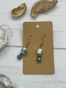 1.5 inch Turquoise Beaded Earrings