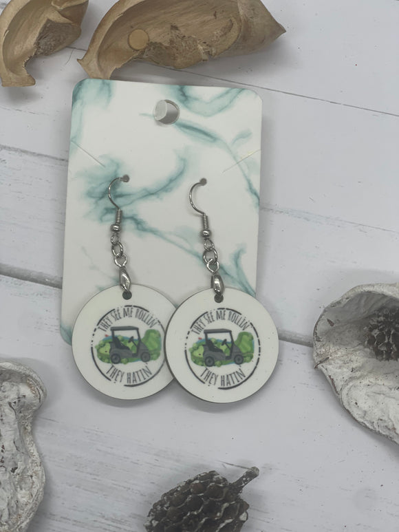 1 Inch They See Me Rollin' They Hatin' Golf Earrings