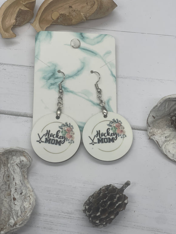 1 Inch Round Hockey Mom Earrings