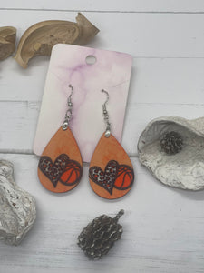 1.6 Inch Basketball and Heart Basketball earrings