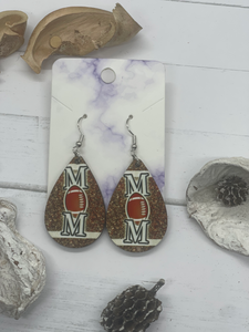 1.6 in mom football earrings