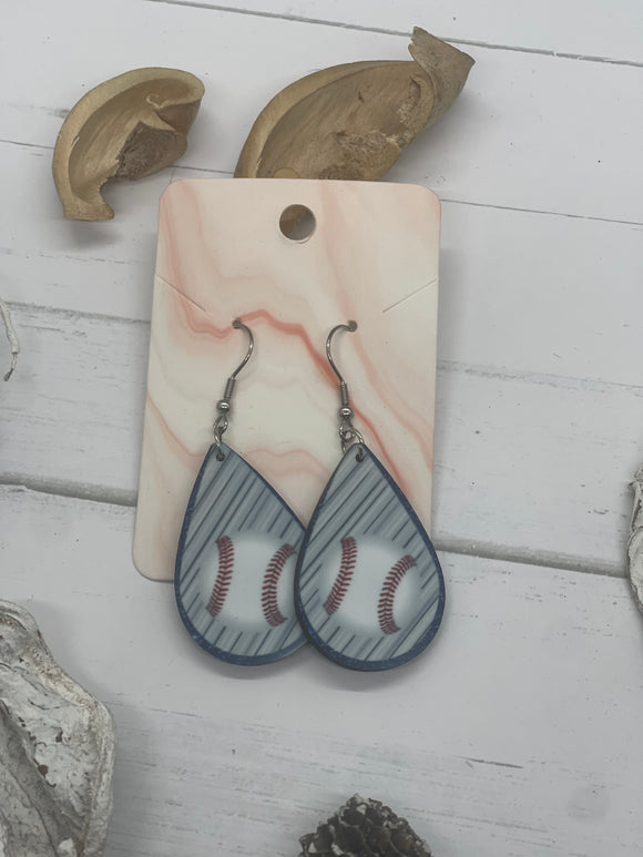 1.6 inch Baseball earrings with blue border