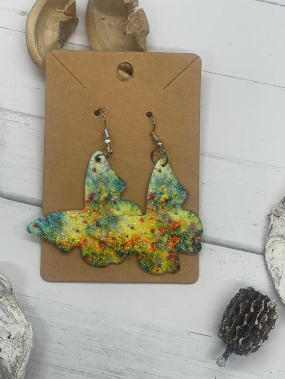 Multicolored butterfly glitter earrings