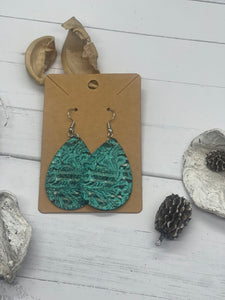 Turquoise and Black Striped Glitter Earrings