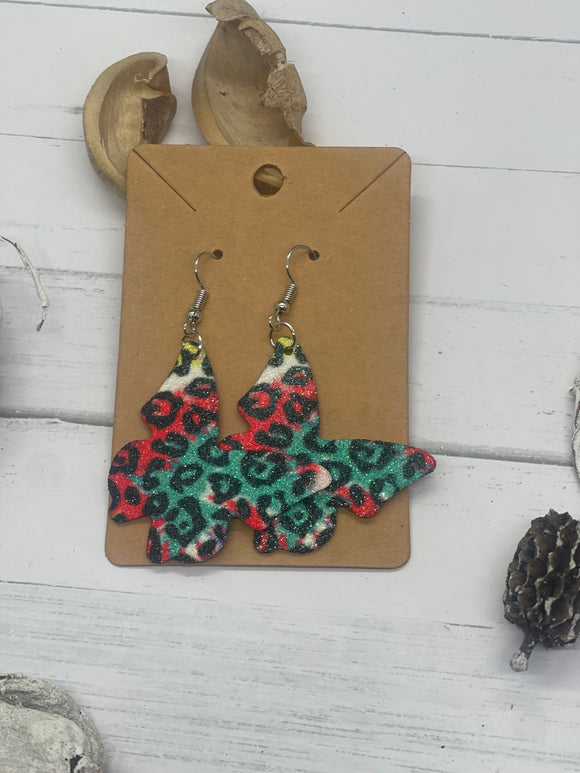 Multicolored butterfly glitter earrings