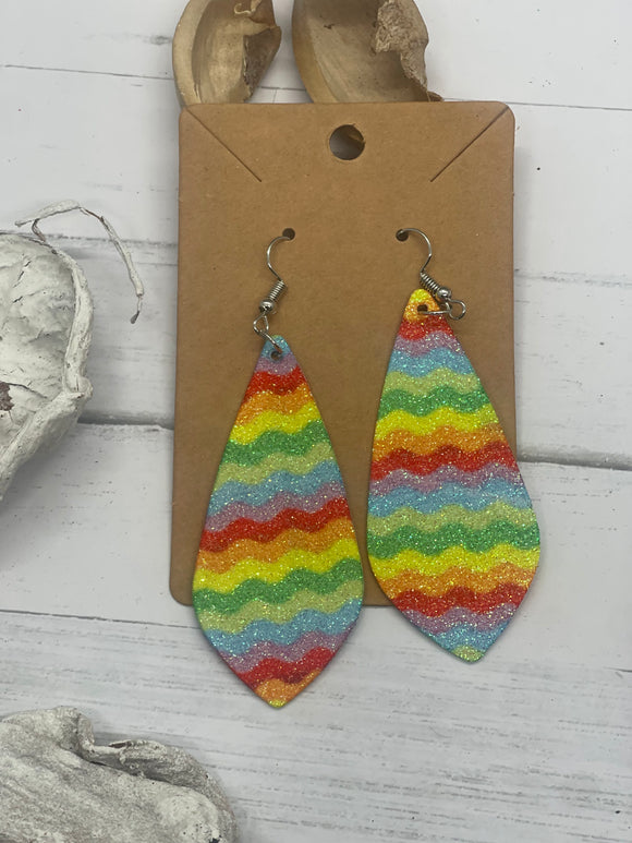 Rainbow Striped Glitter Earrings