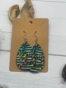 Multicolored Leopard and Stripe Glitter Earrings