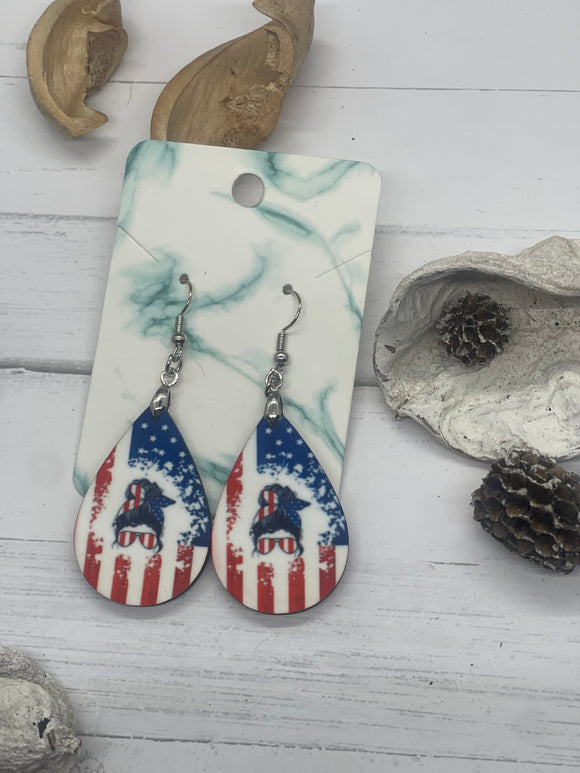 2 inch Flag with Woman Earrings