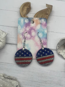 1 Inch Round Inch Flag Earrings