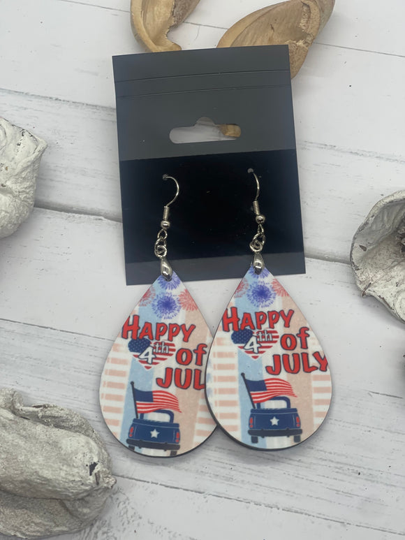 2 Inch Happy Fourth of July Earrings