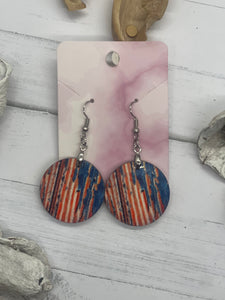 1 Inch Round Flag Earrings