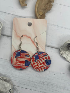 1 Inch Round Flag Earrings