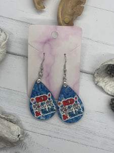 1.6 Inch Red White and Blue Earrings