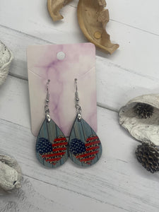 2 Inch Flag Heart Earrings