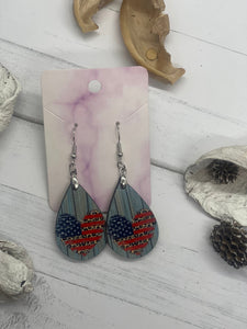 1.8 Inch Flag Heart Earrings