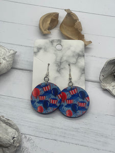 1 Inch Round Flag Hat Earrings