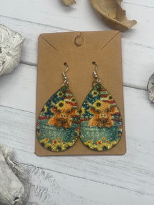 Cow and Sunflowers and Flag Glitter Earrings