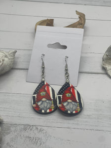 1.6 Inch Redline Firefighter Gnome Earrings