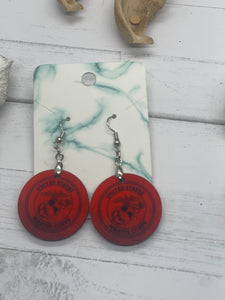 1 Inch  Marine Black and Red Earrings