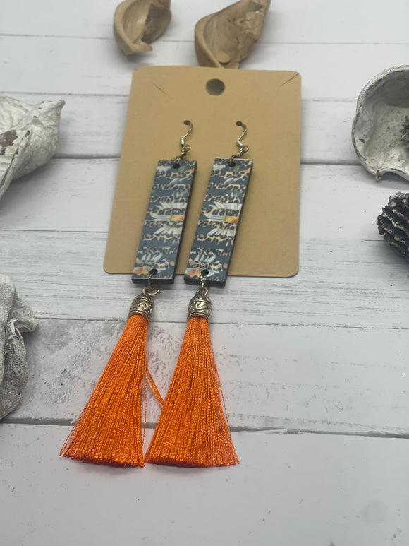 Leopard Print Daisy and Tassel Earrings