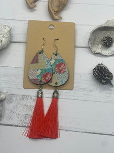 Multicolored Flower Quilt with Tassel Earrings