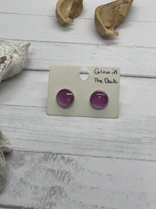 Medium Purple glow in the dark resin stud earrings