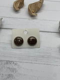 Large Bronze glitter resin stud earrings