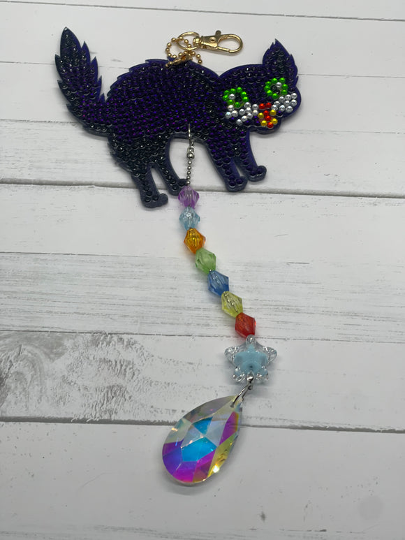 Black Cat Halloween Diamond Keychain/Suncatcher