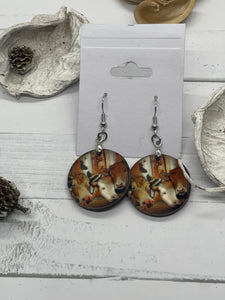 1 inch round 3 cow earrings