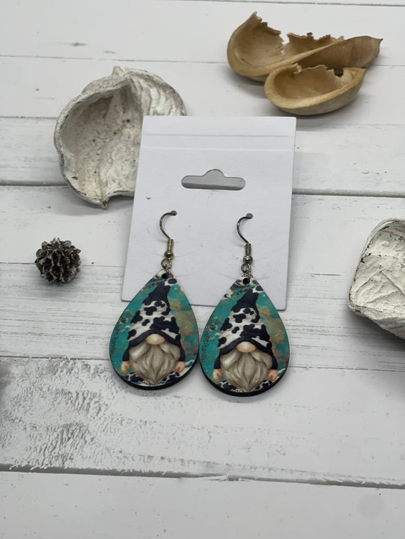 1.6 inch Turquoise Cowhide Gnome Earrings