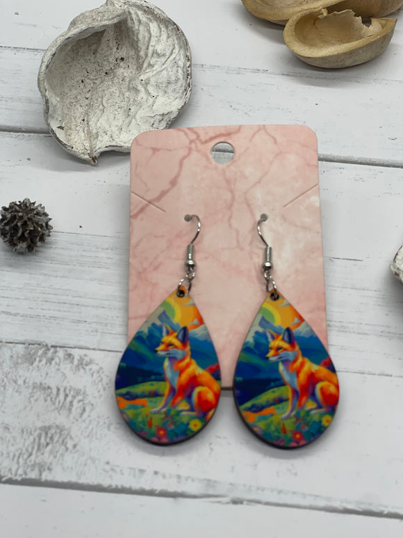 1.6 inch multicolored fox earrings